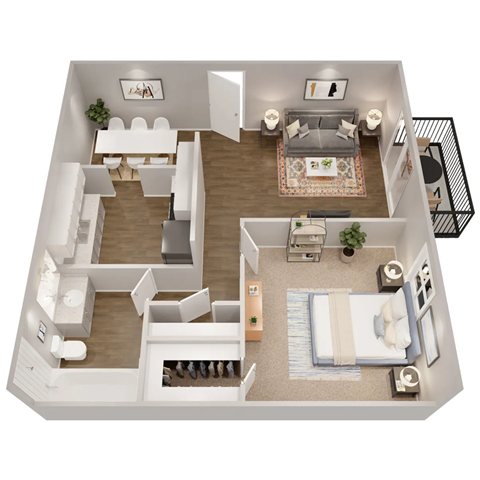Floor plan for 1 bed, 1 bath, 620 sqft